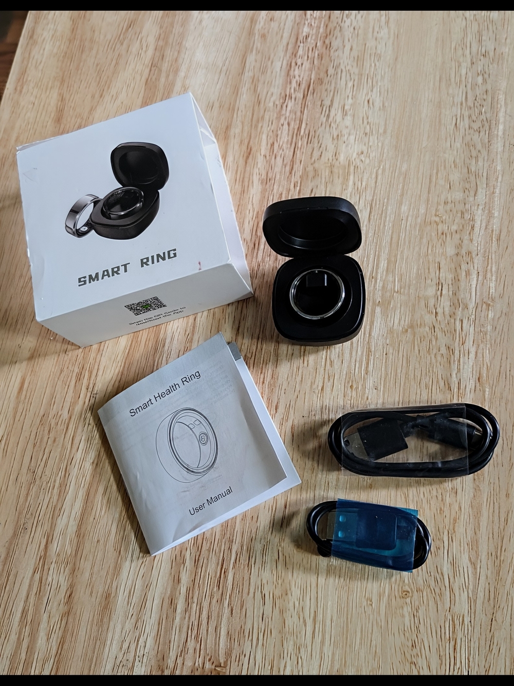 Smart Ring Health Tracker with Charging Case - Silver Size  9